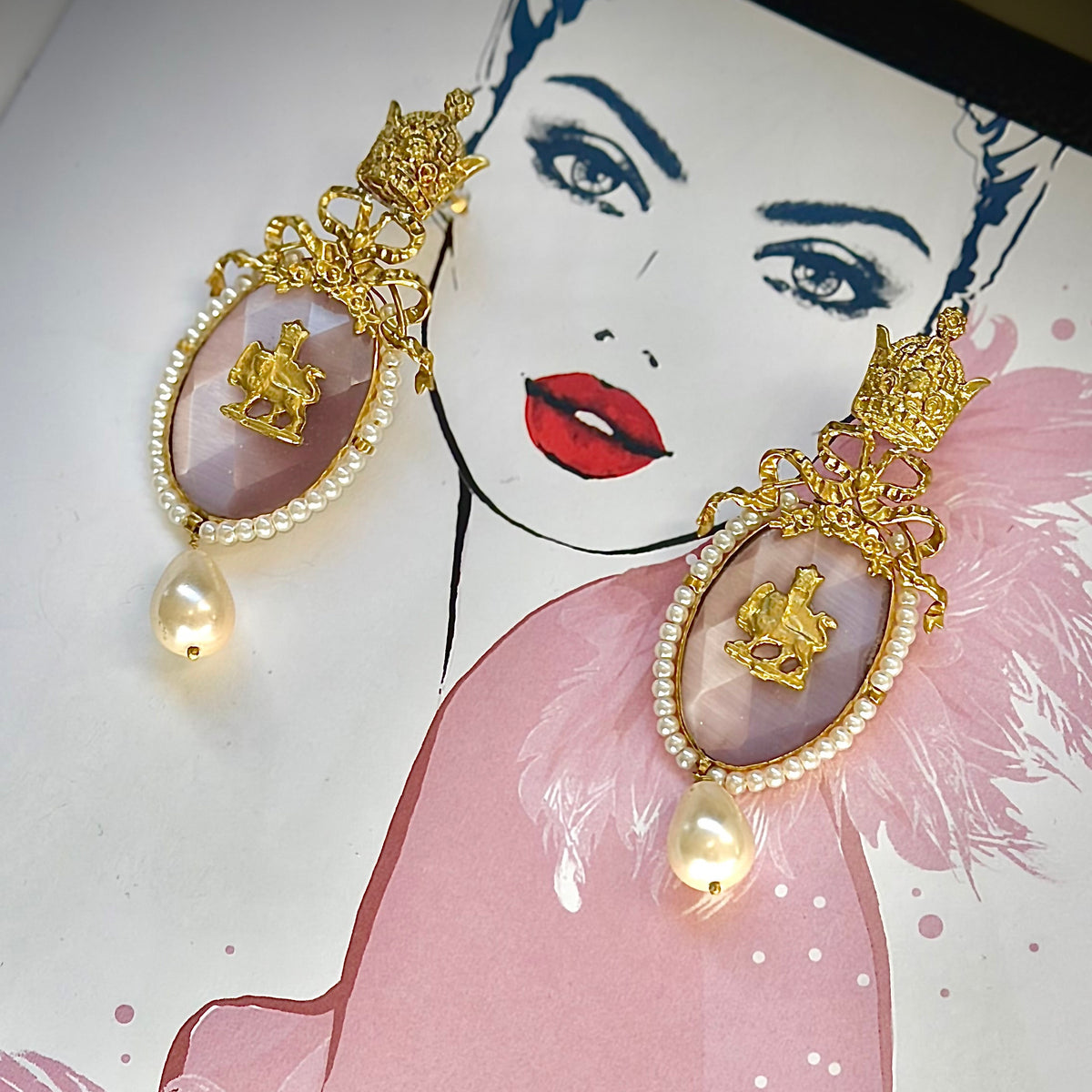 Crown Pink Earrings