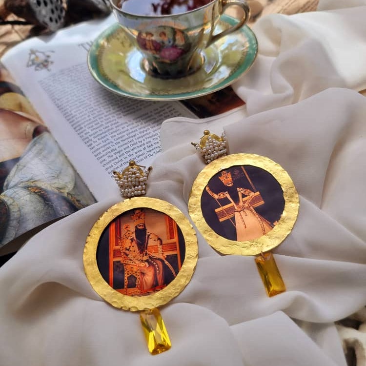 Brass Crown Earrings