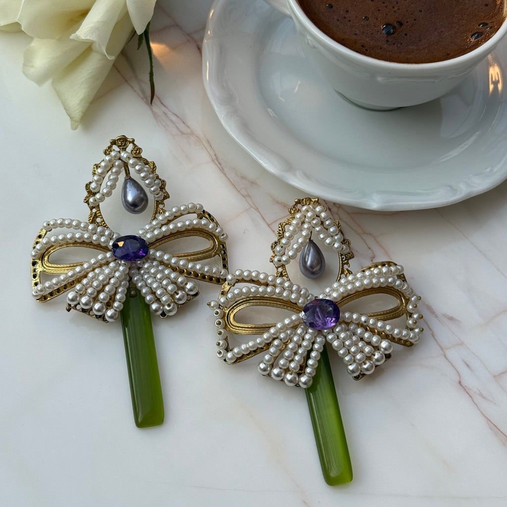 Pearl Bow Earrings