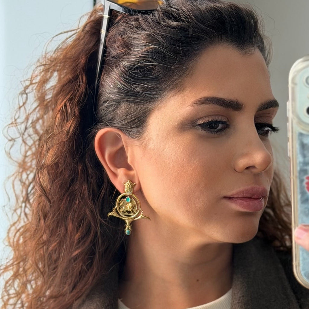 Lion & Sun Earrings