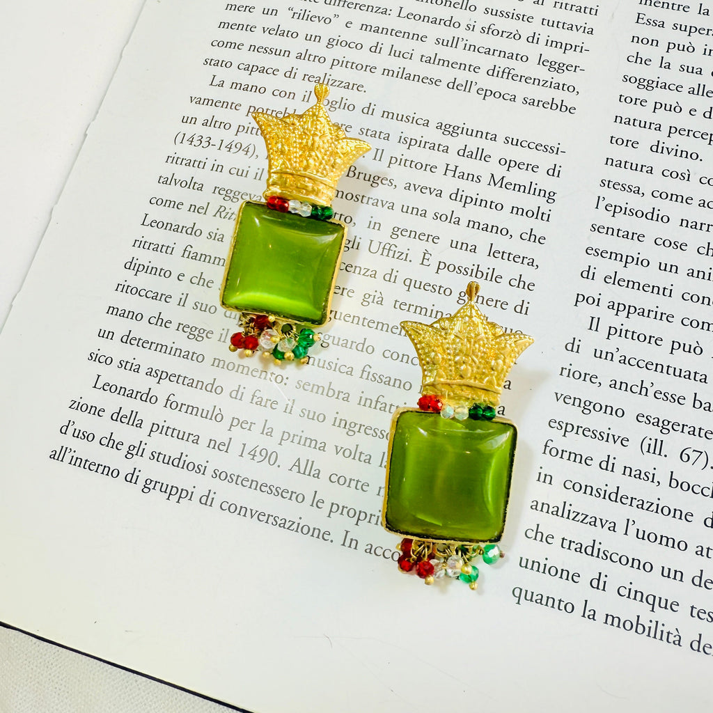 Green Crown Earrings