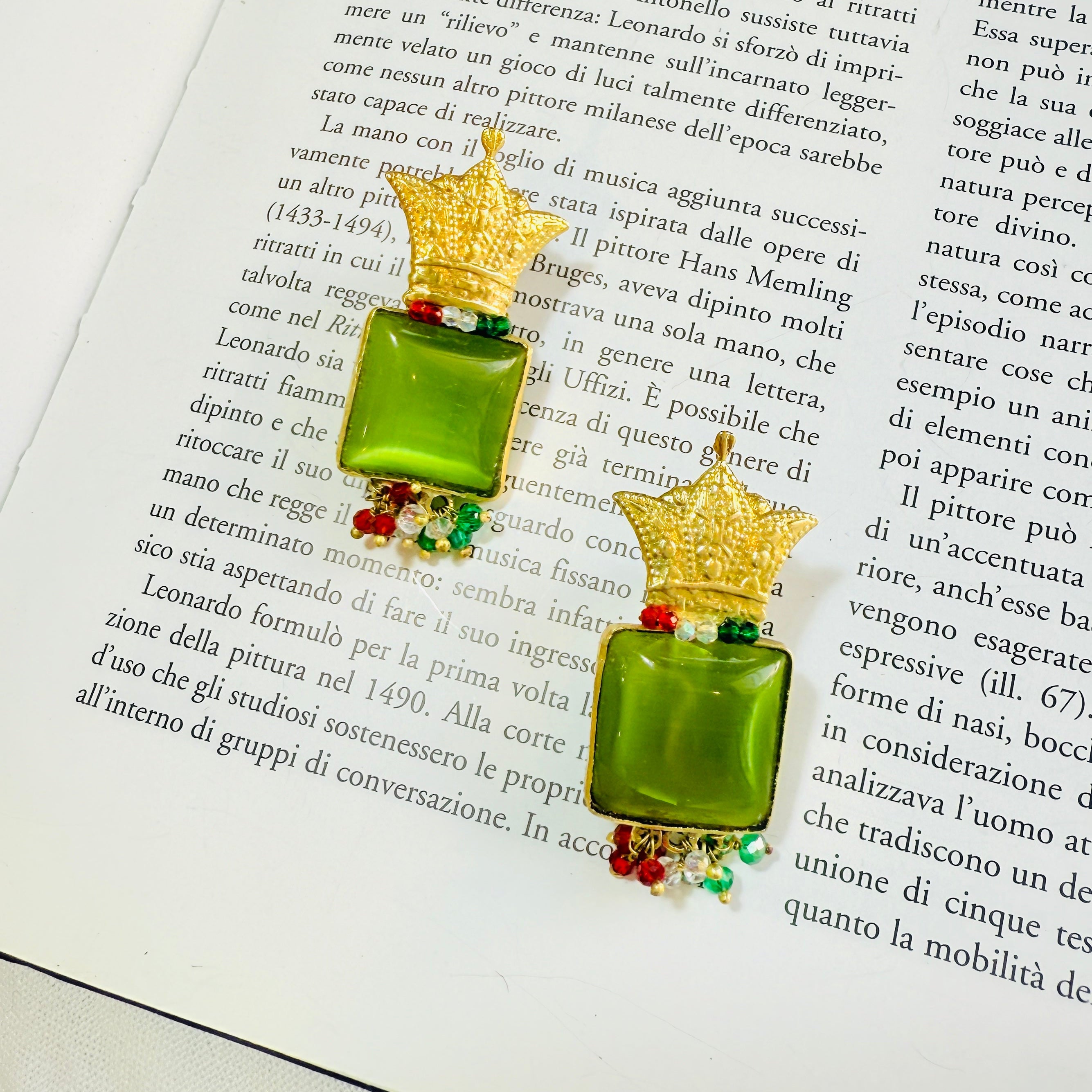 Green Crown Earrings